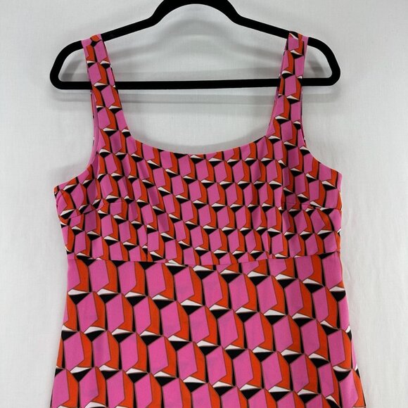 Diane Von Furstenberg Mini Shift Dress Sz S Sleeveless Squareneck Geometric Pink - Picture 3 of 16